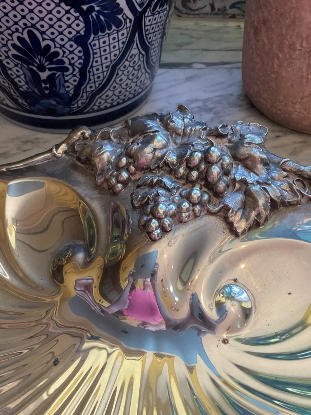 Reed and Barton Silverplate shell server, 16” wide x15” from top to bottom